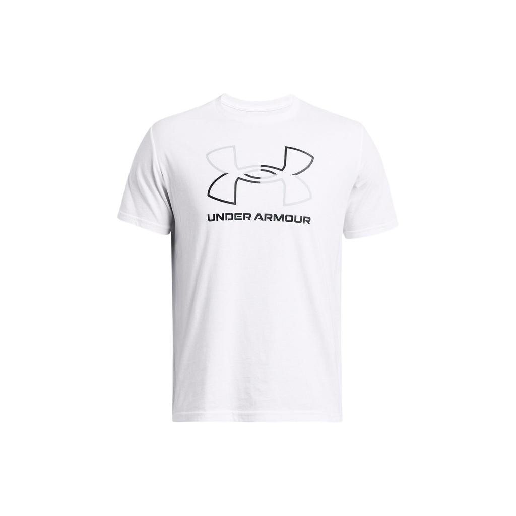 Under Armour Letter Logo Print Crew Neck Short Sleeve T-Shirt Men Tops White 1382915-100