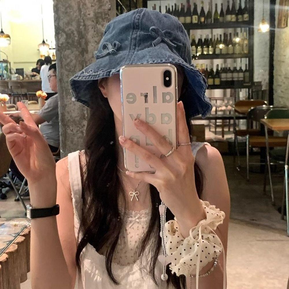 Джинсовые шляпы-ведерки с бантом, корейские кепки-бассейны для мужчин, модная солнцезащитная шляпа для путешествий