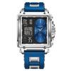 FOXBOX Square Men Quartz Watch Casual Sports Men Watches Digital Dual Display Date Waterproof Luminous Chronograp Watch For Men