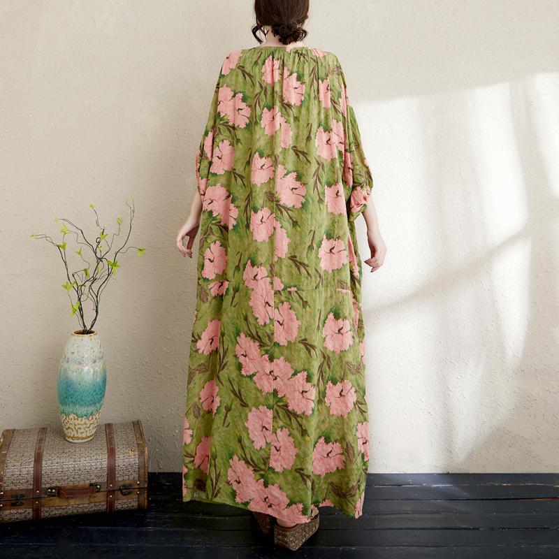 DIMANAF 2025 Летнее платье больших размеров для женщин Повседневное винтажное платье Базовая печать Длинное элегантное свободное платье