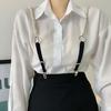 Women Suspenders Belt Faux Pearl Shirt Decoration Adjustable Elastic Duck-Mouth Clip Back Strap Outwear Clothes Strap Chain Jewelry Suspender