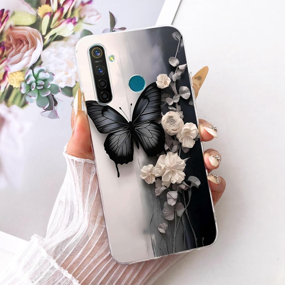 Для Realme 5 5i 5S Realme5 Pro Роскошный Чехол с Рисунком Цветов и Бантом Мягкий Силиконовый Чехол для Телефона Для Realme 5 Pro 5i 5S Задняя Крышка Coque