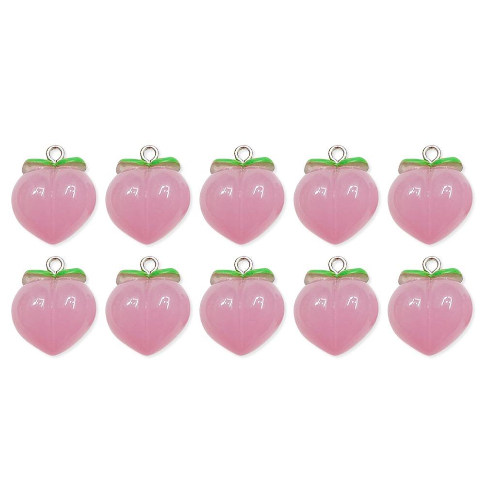 10pcs DIY Peach Flat Resin Charms Pendant 3D Fruit Pendants Jewelry Making Accessories