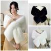 New Faux Fur Cross Scarf Thicken Soft Long Ponchos Cape Winter Warm Windproof Evening Dress Scarf
