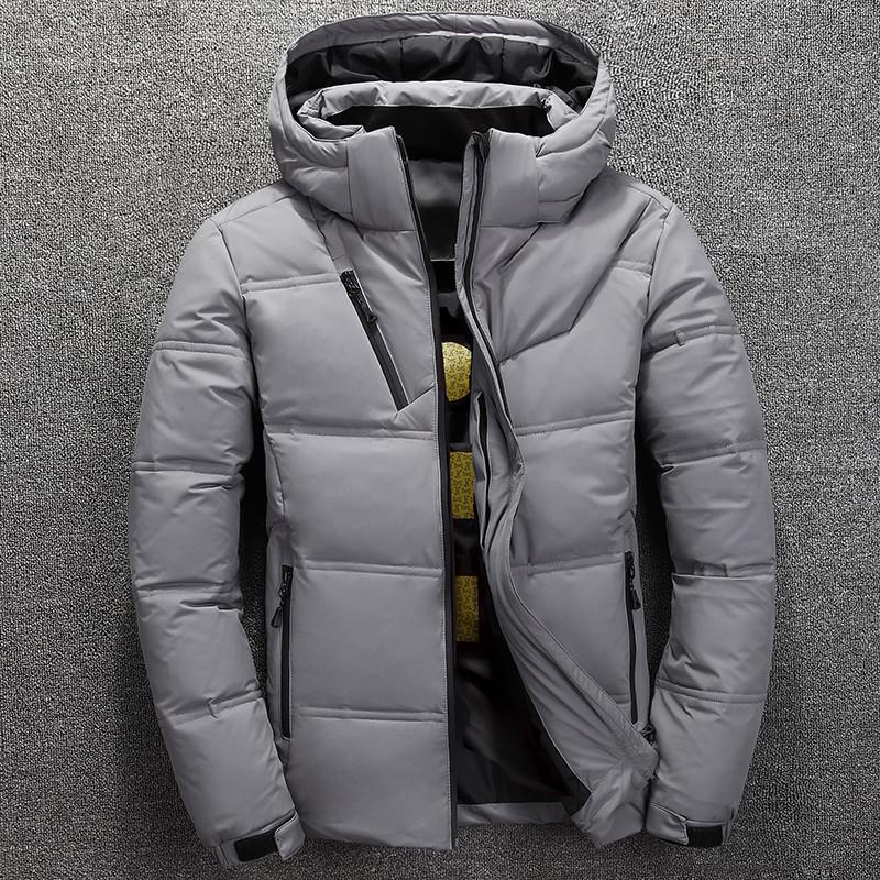 White Duck Down Jacket Men Winter Warm Solid Color Hooded Down Coats Thick Duck Parka Mens Down Jackets Winter Outdoor Coat