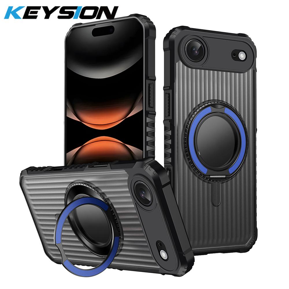 KEYSION Чехол-подставка с вращающимся на 360° кольцом для MagSafe для iPhone 17 Pro Max 17 Air Матовый Прозрачный Магнитный Противоударный Чехол для Телефона