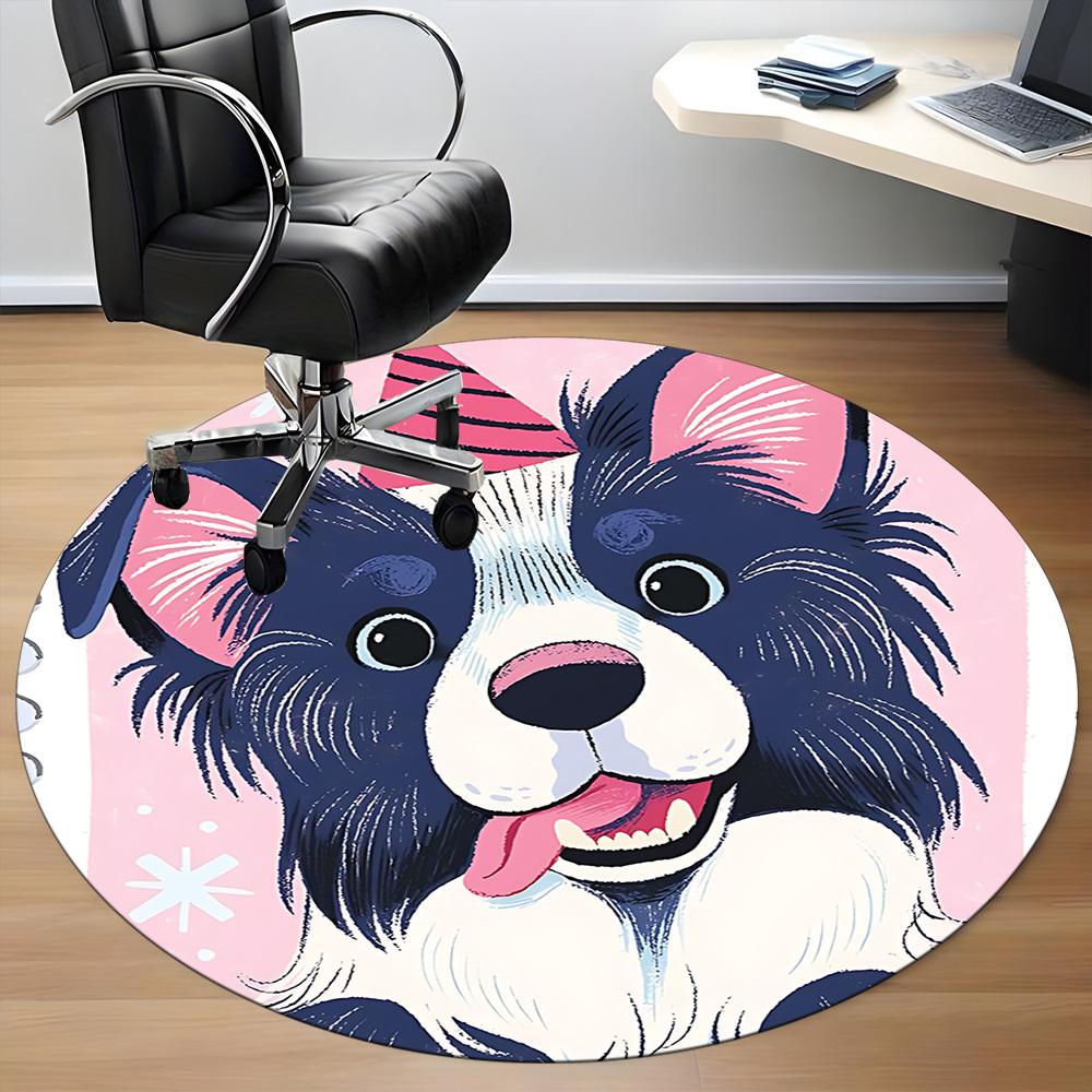 1PC Dogs Pet Office Round Area Rug,  Mat Suitable ForOffice, Under Office Chairs Bedroom Living Room Home Decor, Room Deco