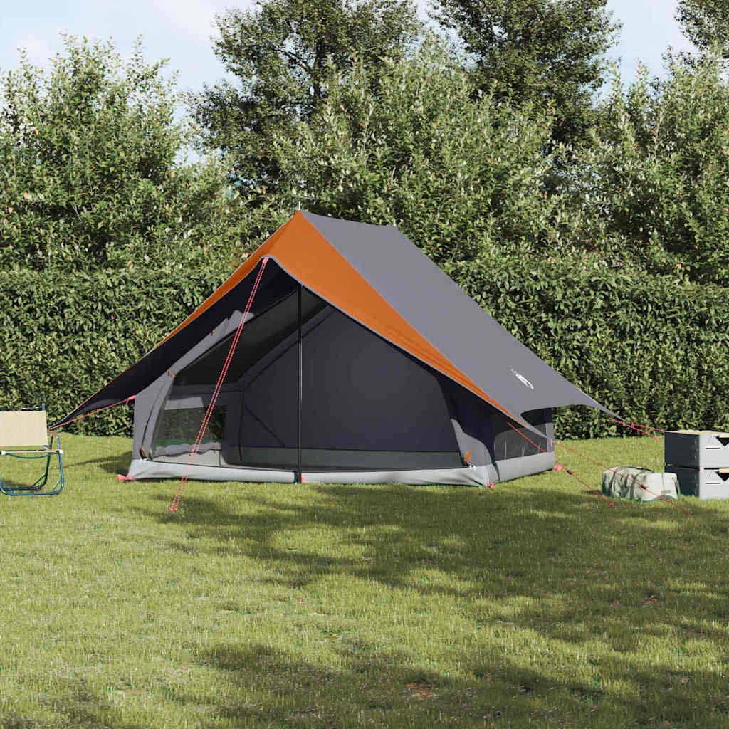 Family Tent with Roof in Grey and Orange 256 x 256 x 185 cm