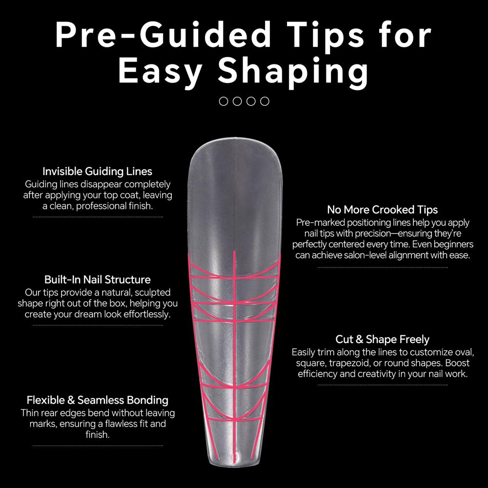 240 шт. типсы с вспомогательными линиями матовые прозрачные накладные ногти направляющие линии накладные типсы полное покрытие гроб/квадрат/круглый/овальный