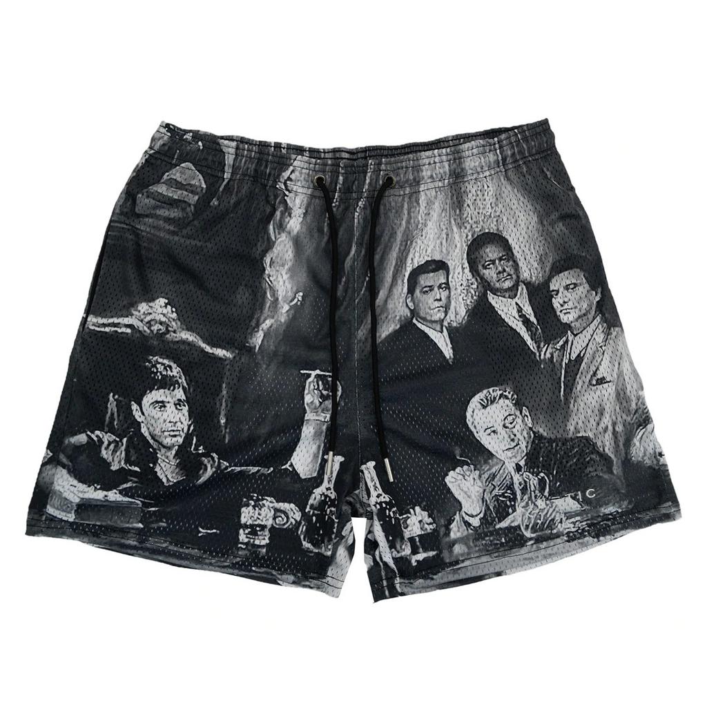 Ink American Style Painting Casual Shorts Mens Summer Loose Fit Plus Size Quick Drying Basketball Training Shorts