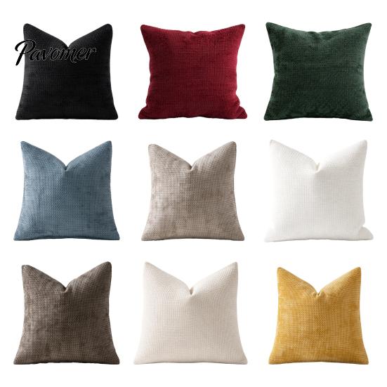 Textured Fabric Throw Covers Weave Texture Cushion Case, Chenille Pillow Cover, Solid Color Cover Cases for Sofa with Zipper Living Room Bedroom
