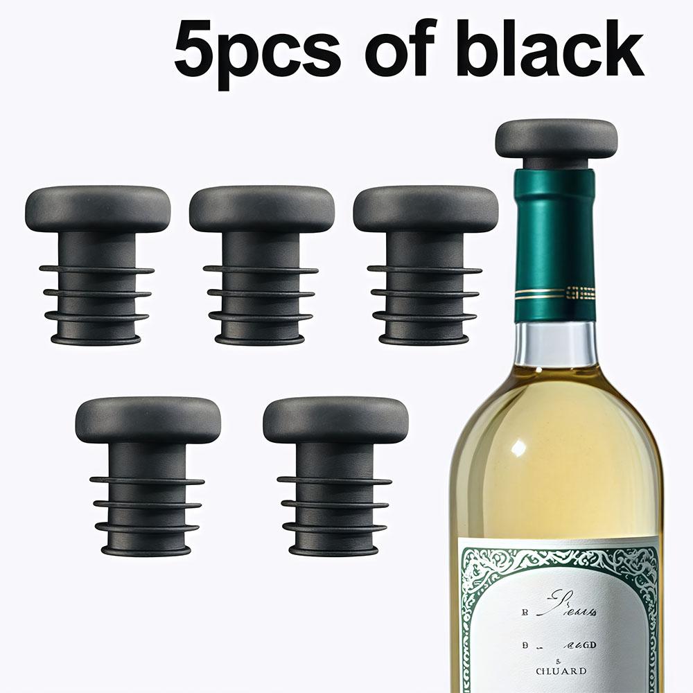 Set of 5 Colored Threaded Wine Bottle Stoppers