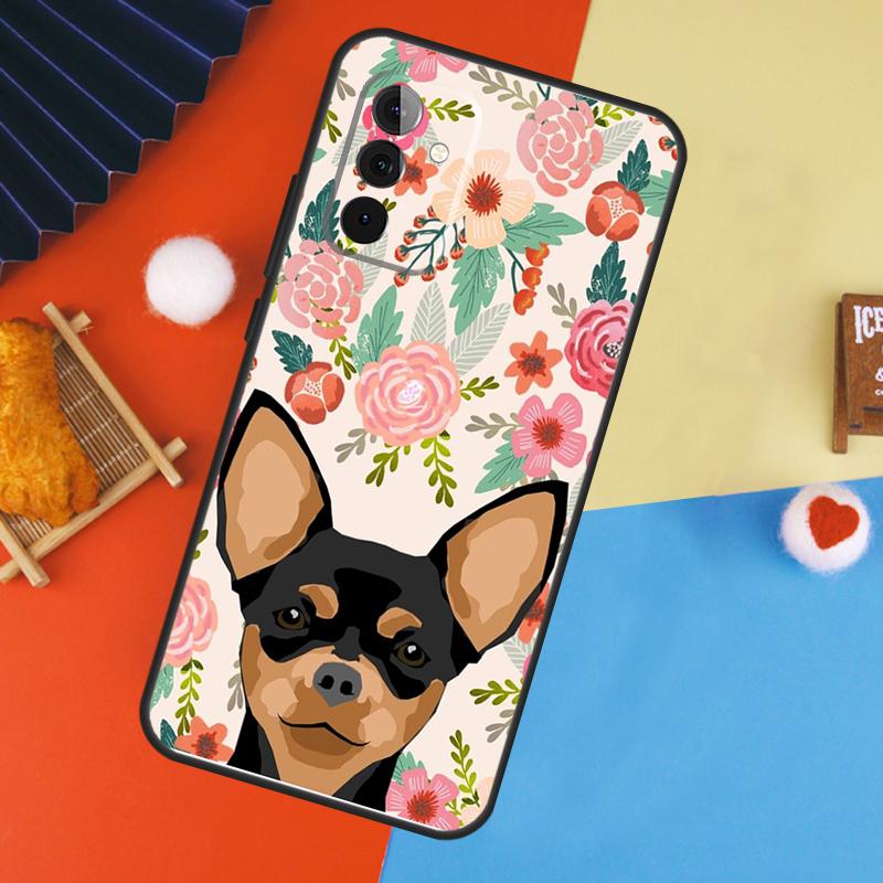 Чихуахуа Лицо Цветочный Чехол для Собаки Для Samsung Galaxy A16 A26 A36 A56 A17 A55 A35 A15 A52 A32 A12 A53 A33 A13 A14 A34 A54