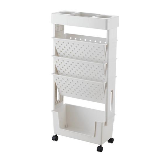 5-Tier Mobile Bookshelf with Wheels Rolling Bookshelves Cart Book Document Cart Home Office Storage