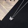 Elegant Butterfly Pendant Necklace Earring Set Women Zinc Alloy With Zircon Rhinestone O-Chain Minimalist Chic Jewelry