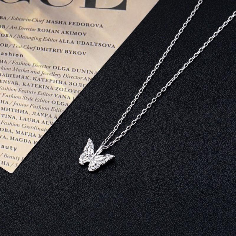 Elegant Butterfly Pendant Necklace Earring Set Women Zinc Alloy With Zircon Rhinestone O-Chain Minimalist Chic Jewelry