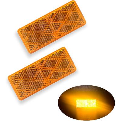 E-Mark DOT 4A CCC 2 шт. Прямоугольный отражатель Самоклеящийся Наклеивается на Прицеп Подъездную дорожку Почтовый ящик (амбра)