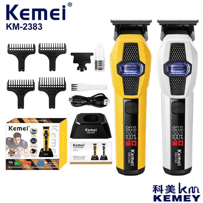 Kemei Professional Trimmer Charging Base Rechargeable Hair Clipper External Rotor LCD Display Adjustable Trimmer for Man KM-2382
