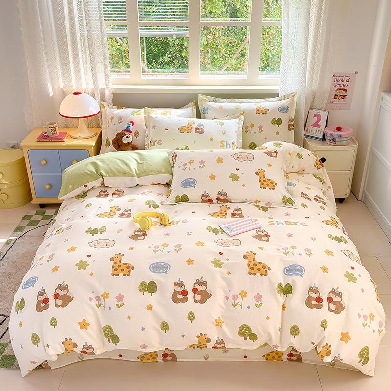 Class A 100% pure cotton four-piece set, bedding, maternal and infant grade, naked sleeping grade, bed sheet, quilt cover, student dormitory three