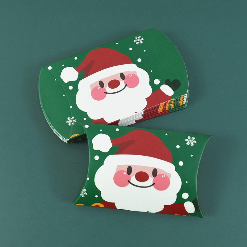 24/12 шт. Рождественская коробка для конфет в форме подушки Счастливого Рождества Крафт-бумага Подарочная упаковка Детские сувениры С Новым годом Навидад 2025