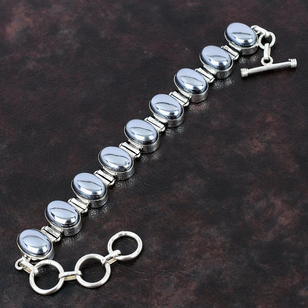 Браслет из драгоценного камня шунгит Браслет ручной работы Уникальные ювелирные изделия Браслет из стерлингового серебра 925 пробы Регулируемый браслет-цепочка Элегантный браслет для подарка