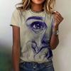 Женская одежда Футболка Повседневная с коротким рукавом Арт Абстракция Узор Топ Летняя Элегантная одежда Женская футболка 2025 Новинка