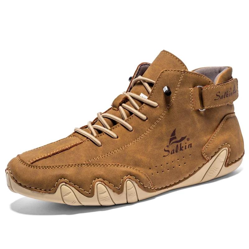 Мягкая кожаная мужская обувь из микрофибры, 8 цветов, ботильоны, модный дизайн, повседневная походная обувь ручной работы для мужчин