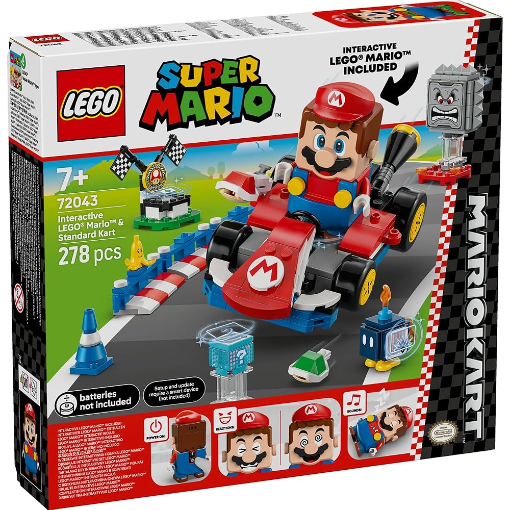LEGO Super Mario Mario Kart Toy Set with Mario Figure and Standard Kart for Kids Ages 7-9
