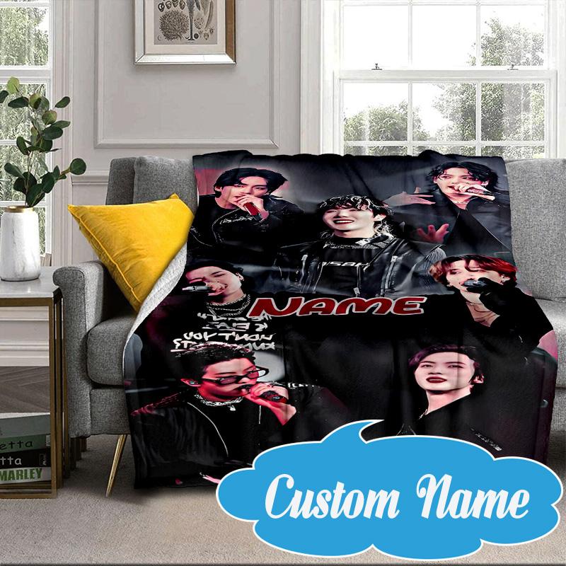 Custom Name K-pop Stars Formal Attire Blanket bed sofa Blanket Flannel Blanket for Camping, Hiking, Picnic Essentials,gift for Fan family