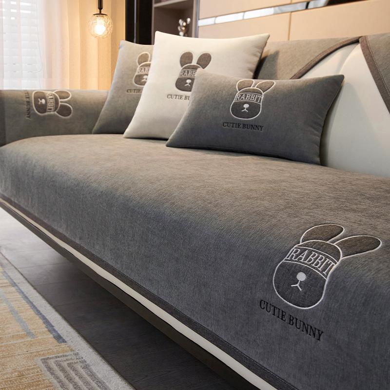 Легкая роскошная диванная подушка из синели, универсальная подушка для сидения на все времена года, новый стиль, противоскользящий кожаный чехол для дивана, тканевое полотенце