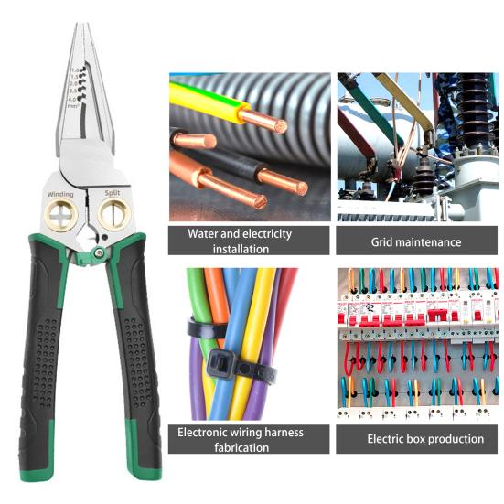 Инструмент для снятия изоляции 8-в-1 с тестером напряжения Эргономичная рукоятка Компактный Портативный Многофункциональный Инструмент для зачистки электрических проводов Кабелерез
