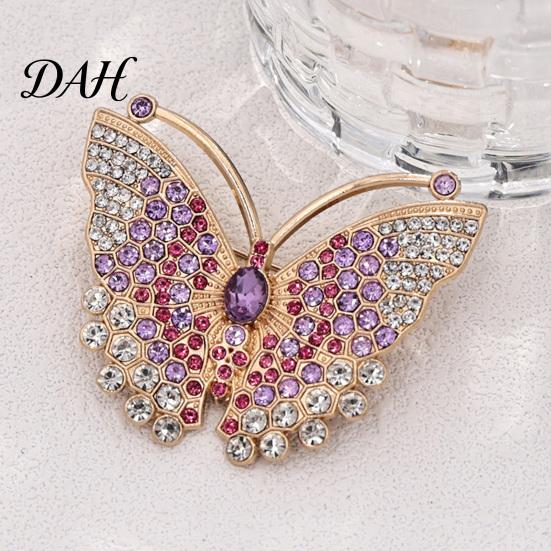 Golden Tone Butterfly Accessories Rhinestone Brooch for Women, Vintage Insect Lapel Pin, Alloy Pin Decorative Accessory Clothes Scarf Shawl Dress Bag