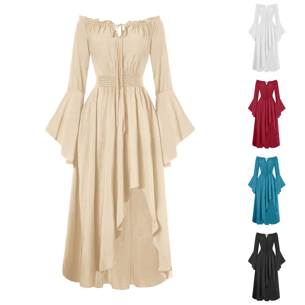 Women's Sexy Retro Halloween Gothic Suspender Hip-wrapped Gothic Trumpet Sleeve Sexy Dress