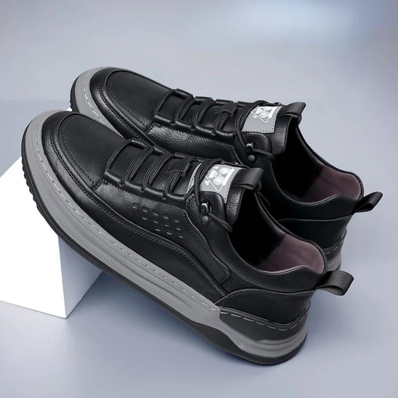 Модные кроссовки для мужчин Повседневная обувь из натуральной кожи Кроссовки с нескользящей подошвой Кружева Нескользящая мужская спортивная обувь Zapatillas Hombre Бренд мужской обуви