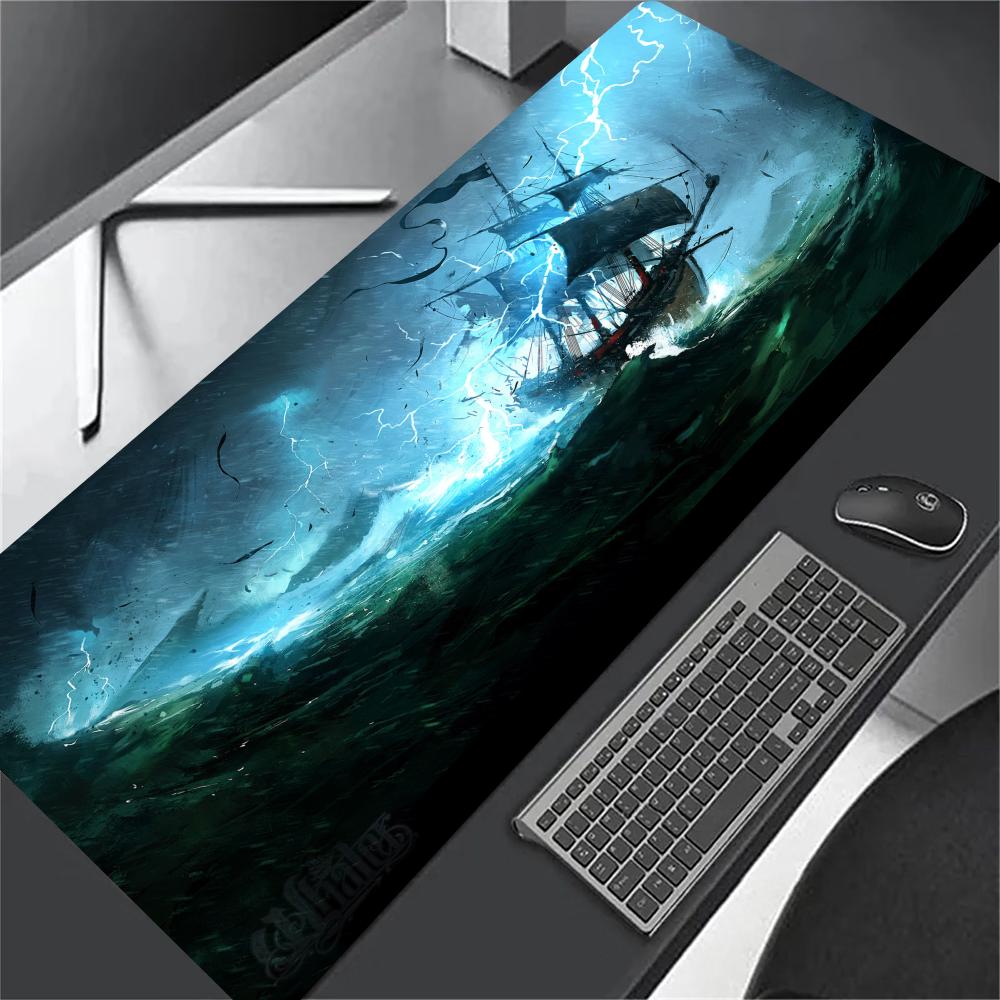 Stormy Seas Ship Ocean Mousepad Desk Mat Gaming Mats Desk Decorating Supplies Mouse Pad Long Pad Office Decor Set Up Carpet