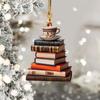 Книги, сложенные на книжной полке, рождественский подвесной акриловый рождественский подвесной светильник для окна