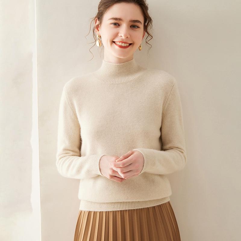 Autumn & Winter Women's Cashmere High-Neck Thick Knit Slim Pullover Sweater