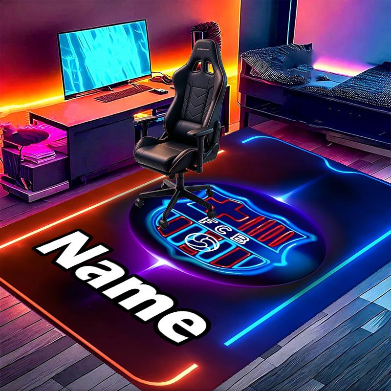 Custom Name Personalized Barcelona FC Print Carpet, Versatile Home Decor Rug, for Playroom, Apartment, Balcony, Entryway, Hallway Gift