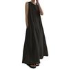 Maytopia Платье без рукавов, One Size Fits, LYQ813, Свободное, Хлопок-Лен, Женское, Летнее, Большинство, Весна/Лето, (JP, Алфавит, Размер, Черный)