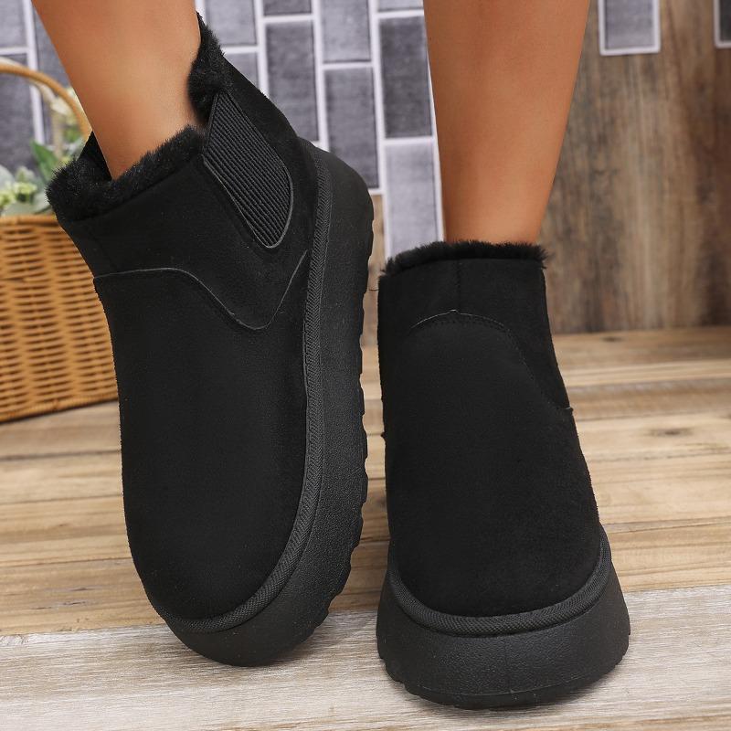Осень и зима новые женские ботинки на толстой подошве, хлопковые ботинки, теплые и бархатные, эластичные ботильоны 44