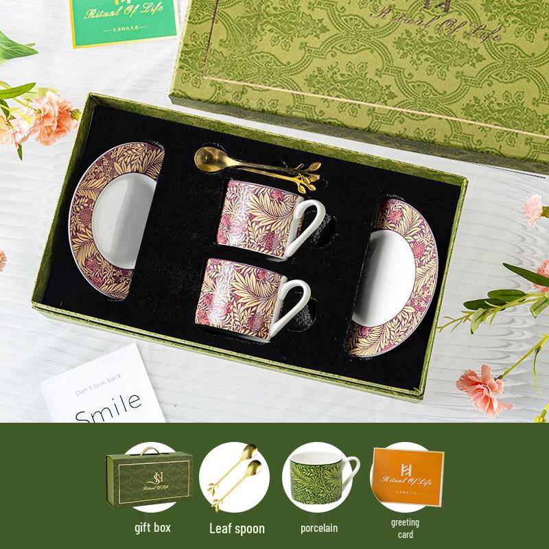 Керамический кофейный набор с блюдцем Shangqi Red Leaf