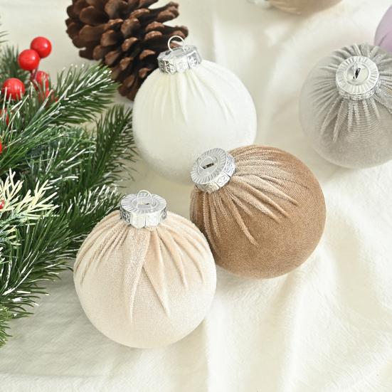 15 Pcs Velvet Christmas Balls Shatterproof Flocked Xmas Tree Hanging Ball Ornaments Festive Home Party Baubles for Christmas Wedding