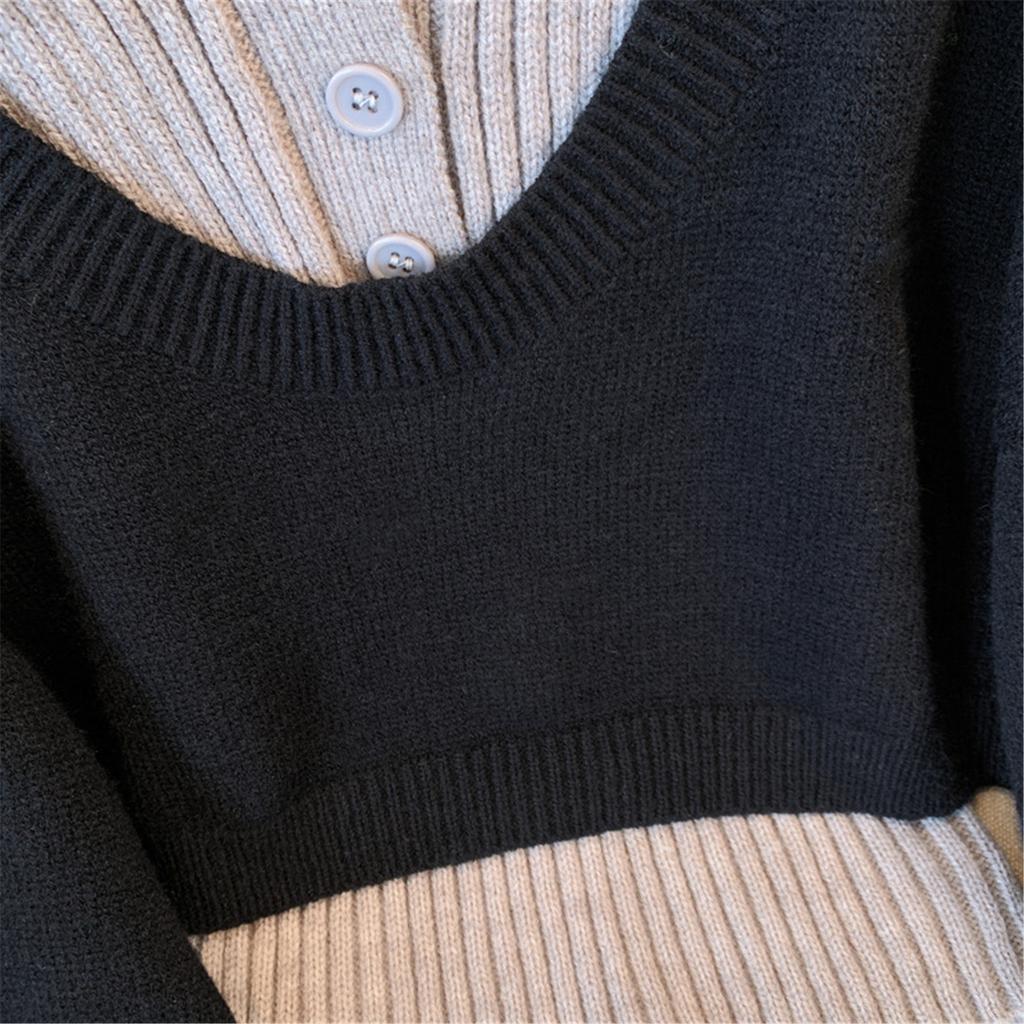 Японский ленивый двухсекционный свитер для женщин, новый осенний, замедляющий старение, укороченный трикотажный топ с воротником-поло из иностранного материала