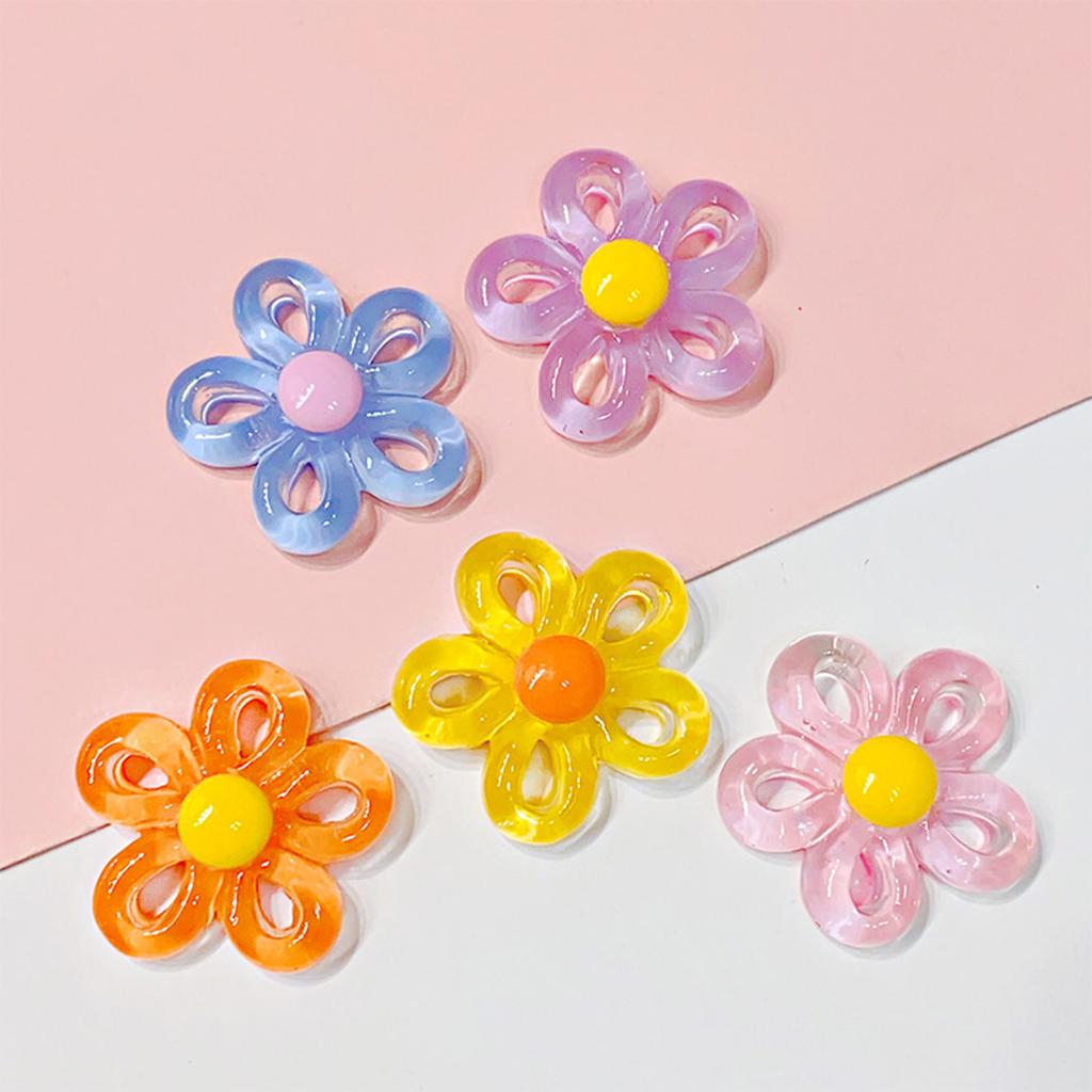 Hollow Flower Bead with Hole Resin Flower Beads for DIY Bracelets Necklaces Crystal Flower Bead Jewelry Making Tool