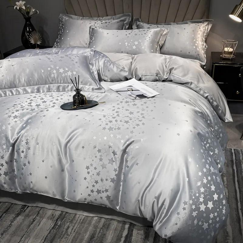 4pcs/set Light Luxury High-end Quilt Cover Sheet Bedding Set Comfortable Soft Ice Silk Naked Sleeping Bedspreads Four Piece Bedding Suits