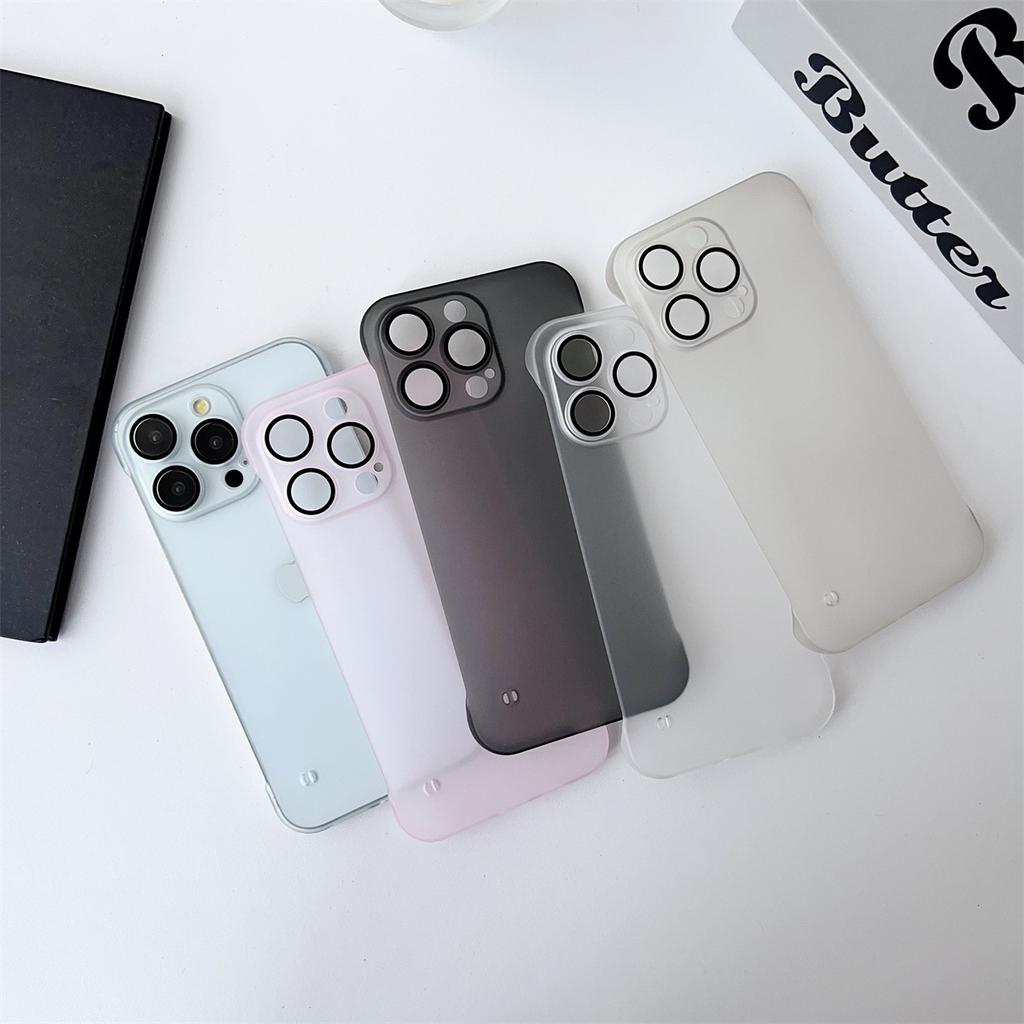 Подходит для чехла для мобильного телефона IPhone15promax Ультратонкий безрамочный Apple 14 Кожа Матовый 13 Отверстие для сыворотки Защитное стекло