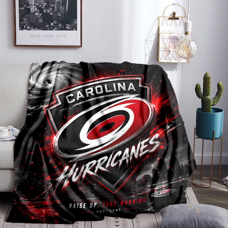 Hurricanes Team Spirit Throws Blanket Flannel Blankets Plush for Couch Bed Gifts for Men Women Travel picnic blanket Christmas fan gifts