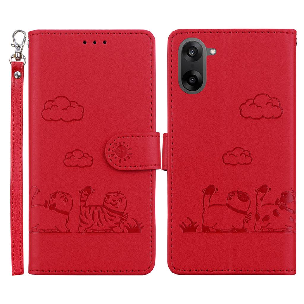 Чехол для OnePlus Nord CE5 5G с блокировкой RFID, с рисунком котенка, из ТПУ+ПУ кожи, чехол для телефона с ремешком на запястье