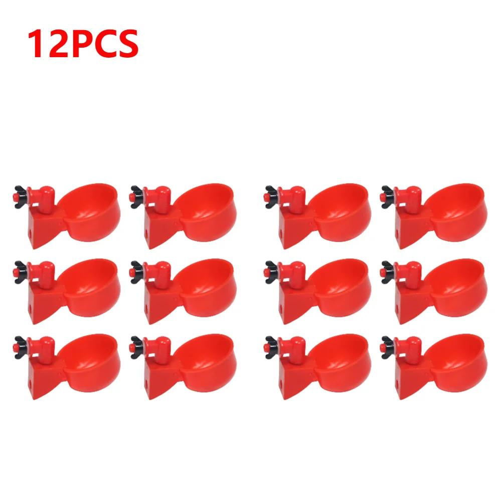6/12pcs Chicken Water Dispenser Hanging Automatic Poultry Drinking Water Bowl Plastic for Farm Animal Feeding Supplies