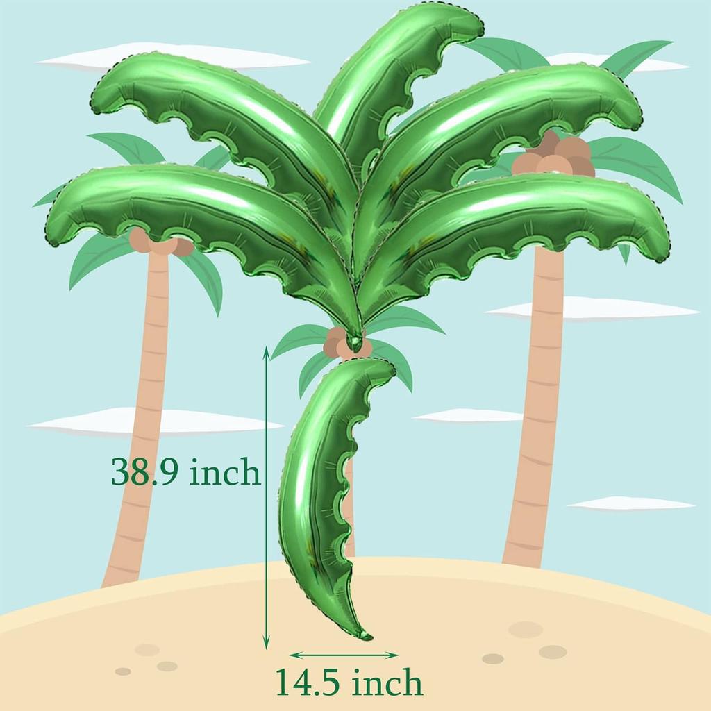 Набор из 110 шаров Кокосы и Листья Пальмы 10 Штук Фольгированный Шар с Листьями Кокосовой Пальмы 100 Штук 12-дюймовые Коричневые Латексные Шары для Гавайской Вечеринки Луау Пляжа